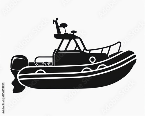 Silhouette of a rescue boat, perfect for maritime safety and emergency response themes. photo