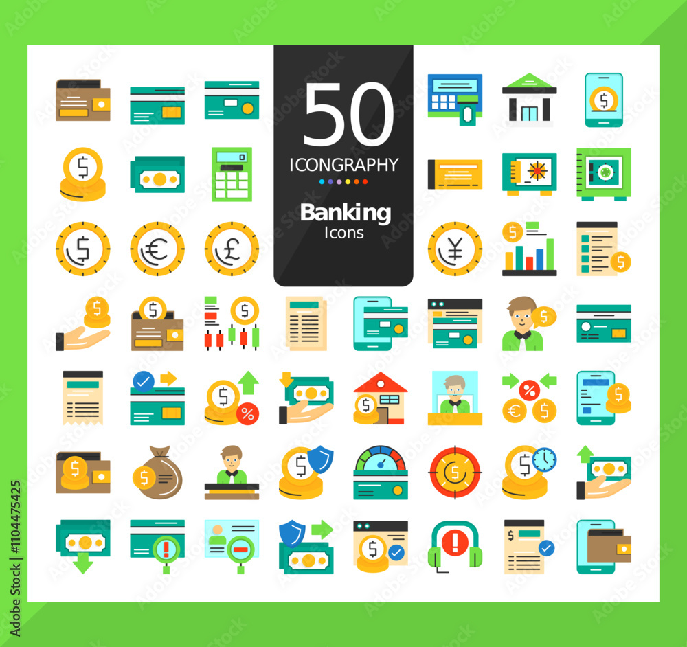 Pack of Banking Flat Style Vector Icons Design Pack of Banking Flat Style Vector Icons Design