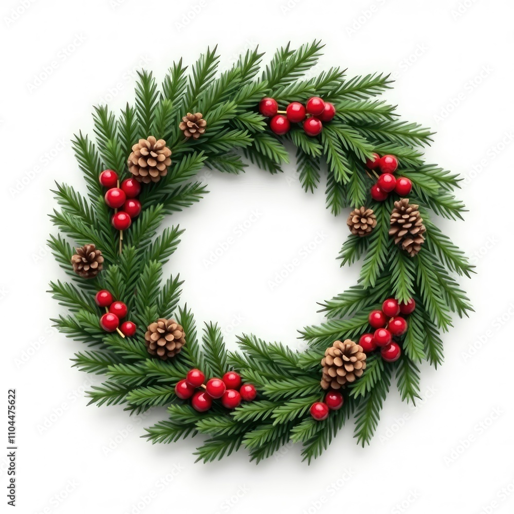 festive illustration of a christmas wreath with decorations festive illustration of a christmas wreath with decorations