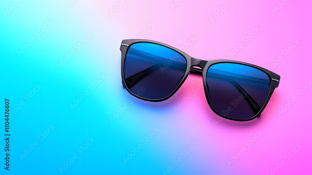 Stylish Sunglasses Resting on a Vibrant Gradient Background Showcasing Artistic Flair Stylish Sunglasses Resting on a Vibrant Gradient Background Showcasing Artistic Flair