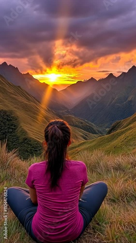 Wallpaper Mural Relaxing at sunset in the mountains with a breathtaking view of the valley and peaks under a colorful sky Torontodigital.ca