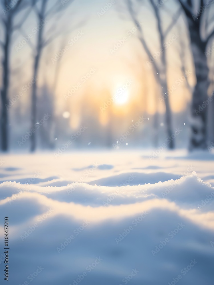 Winter Wonderland: A Serene Sunset Over Snowy Landscape Winter Wonderland: A Serene Sunset Over Snowy Landscape
