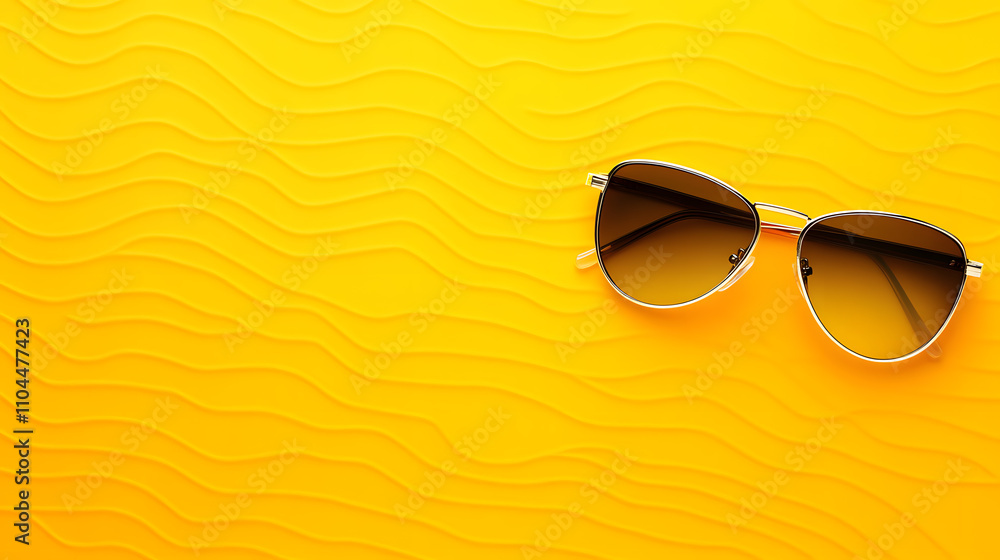 Bright Yellow Background Features Stylish Sunglasses Set Against a Vibrant Design Bright Yellow Background Features Stylish Sunglasses Set Against a Vibrant Design