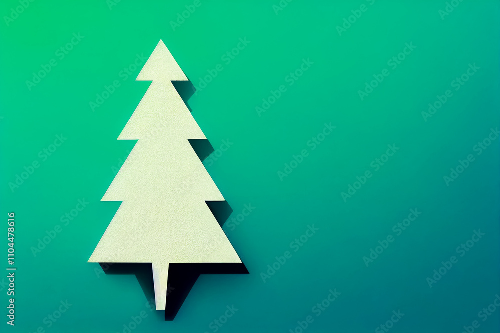 abstract minimalist white Christmas tree on dark green background abstract minimalist white Christmas tree on dark green background