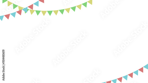 フラッグガーランドのカラフルでシンプルな枠
