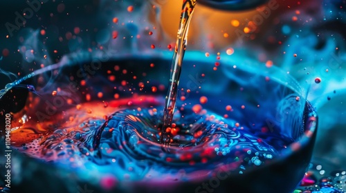 Abstract liquid art with colorful swirls and splashes photo