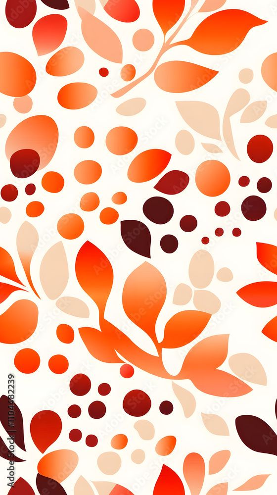 Fototapeta premium Vibrant Floral Wallpaper Design Featuring Warm Hues and Playful Shapes for Creative Spaces