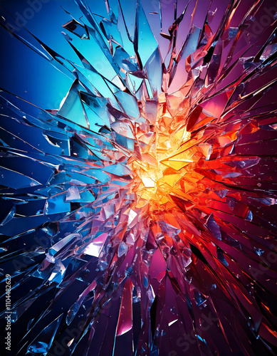 Wallpaper Mural Colorful shards of glass exploding outwards from a central point of bright light, creating a dynamic and abstract visual Torontodigital.ca