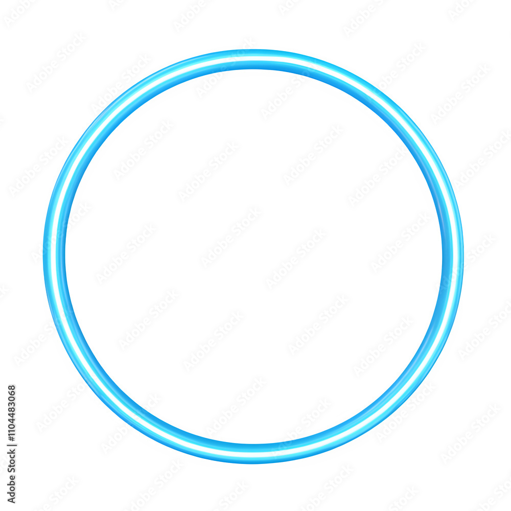 Glowing electric blue neon circle on a transparent background, ideal for incorporating into designs Glowing electric blue neon circle on a transparent background, ideal for incorporating into designs