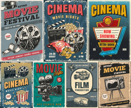 Retro film festival poster designs