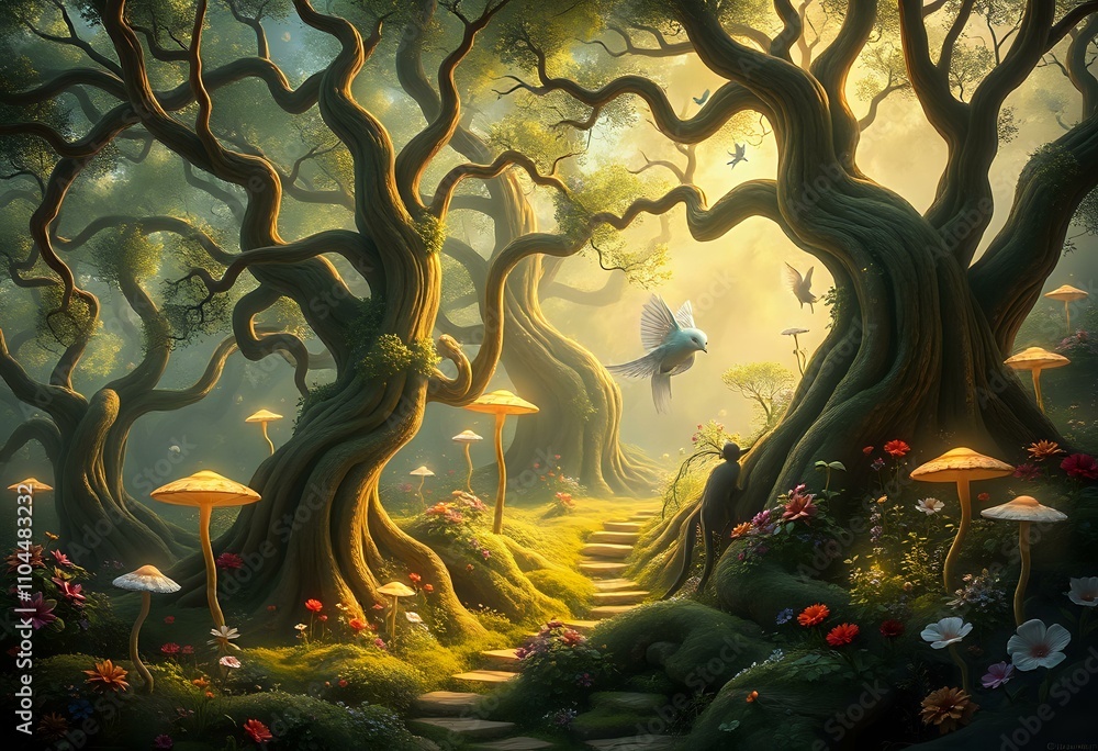 Enchanted Mystic Grove with Hummingbird Enchanted Mystic Grove with Hummingbird