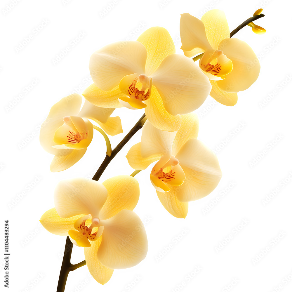 Naklejka premium Close-up of yellow orchid flowers blooming gracefully on a transparent background, showcasing their delicate beauty