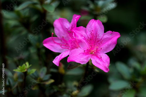Beautiful pink azalea flower close-up