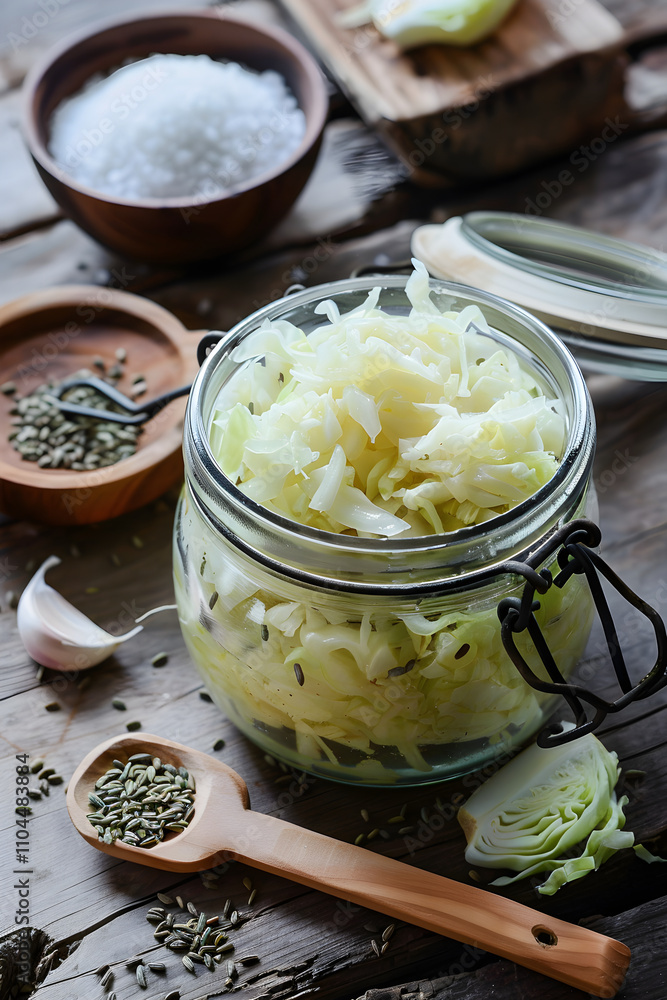 Homemade Sauerkraut Preparation: Traditional Fermentation Techniques Displayed Homemade Sauerkraut Preparation: Traditional Fermentation Techniques Displayed