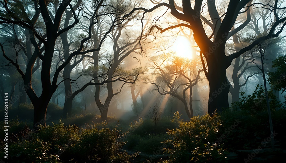 Magical Dawn in Enchanted Forest Magical Dawn in Enchanted Forest