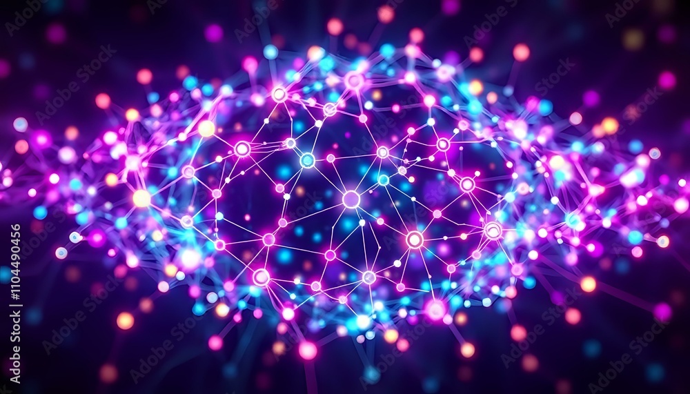 Cybernetic Circuit Board Abstract Art - Vibrant Glowing Nodes Cybernetic Circuit Board Abstract Art - Vibrant Glowing Nodes