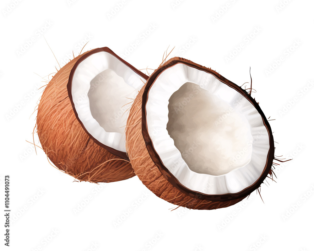 a coconut cut in half a coconut cut in half