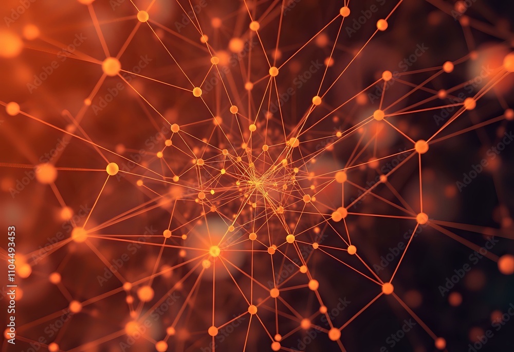 Quantum Entanglement Network - Glowing Nodes in Warm Hue Quantum Entanglement Network - Glowing Nodes in Warm Hue