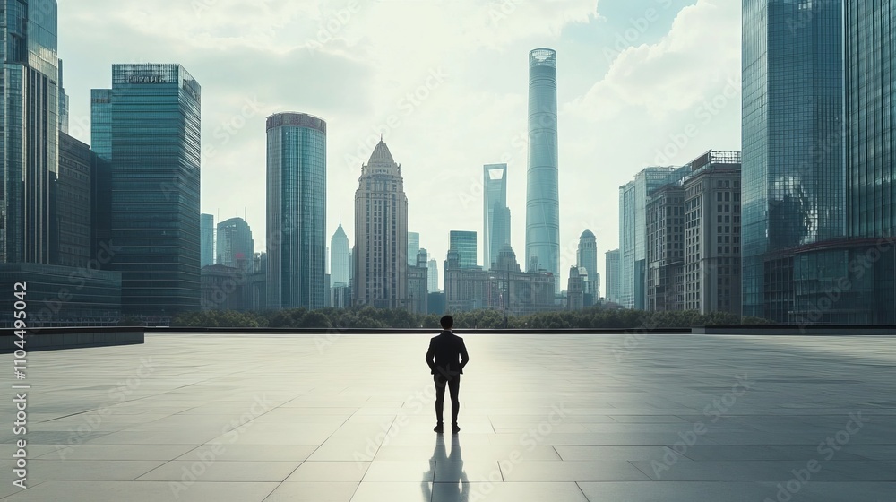 Modern architecture in Shanghai, China with empty pavement. Modern architecture in Shanghai, China with empty pavement.