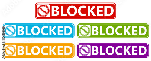 set blocked sign symbol. Prohibited sign label design template vector illustration