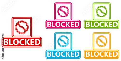 set blocked sign symbol. Prohibited sign label design template vector illustration