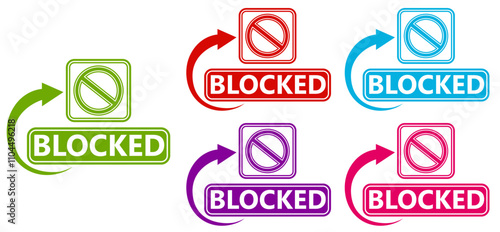 set blocked sign symbol. Prohibited sign label design template vector illustration