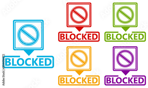 set blocked sign symbol. Prohibited sign label design template vector illustration