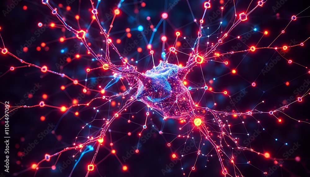 Obraz premium Vibrant Cybernetic Neural Network Visualization