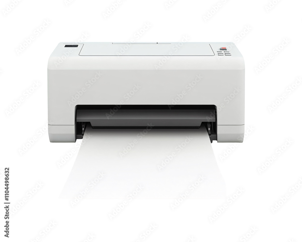 a white printer with a paper in it a white printer with a paper in it
