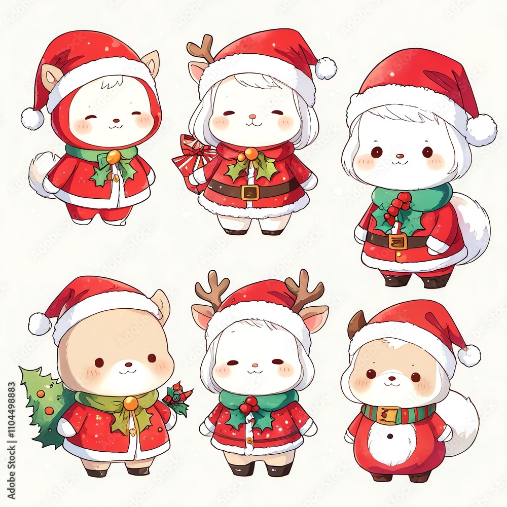 Adorable Christmas Animals in Santa Outfits Adorable Christmas Animals in Santa Outfits