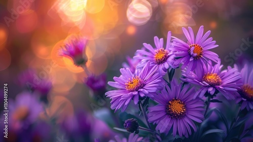 Fresh purple asters in fall.