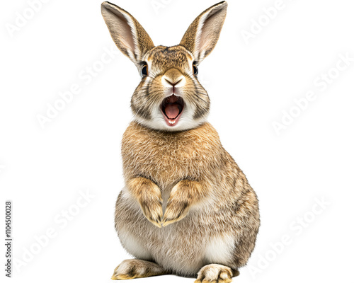 a rabbit with its mouth open