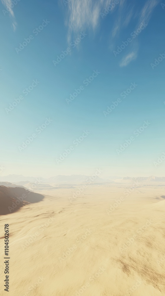 Naklejka premium Vast barren desert landscape stretching under a clear blue sky