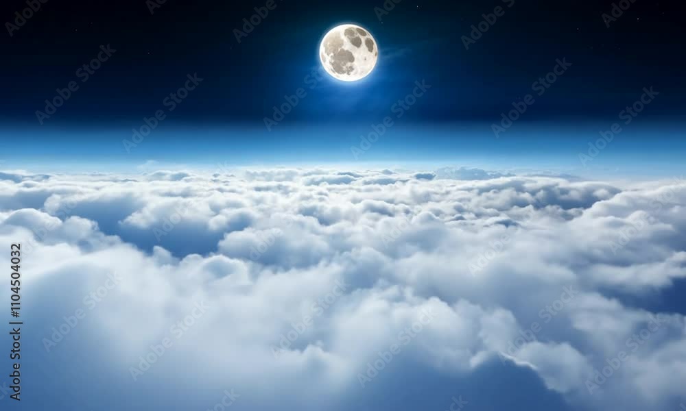 Beautiful Moon in the sky. Flying above the endless clouds, the night moon shines smoothly generative Ai Beautiful Moon in the sky. Flying above the endless clouds, the night moon shines smoothly generative Ai