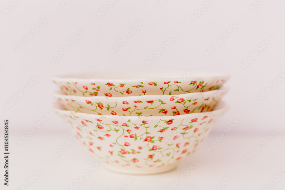 Closeup of three porcelain bowls Closeup of three porcelain bowls