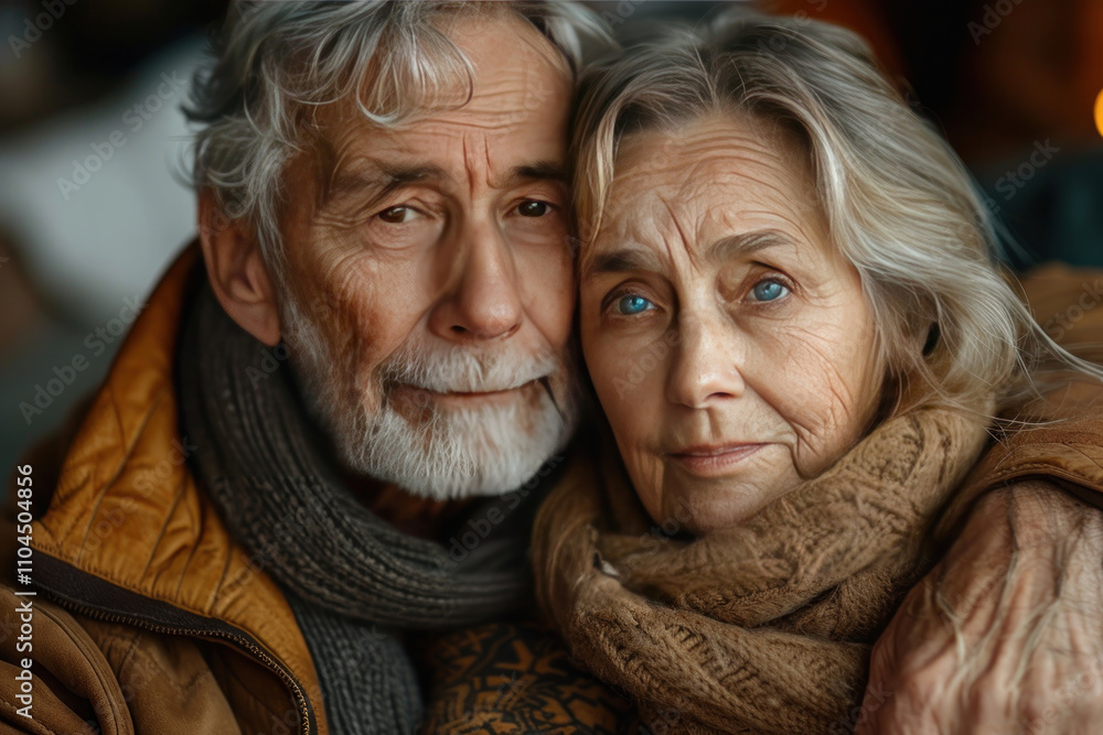 an elderly couple, a man and a woman, with gray hair and wrinkles on their faces. an elderly couple, a man and a woman, with gray hair and wrinkles on their faces.