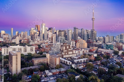 Photography Toronto downtown city skyline at sunrise, Ontario, Canada.