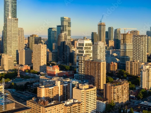 Photography Toronto downtown city skyline at sunrise, Ontario, Canada.