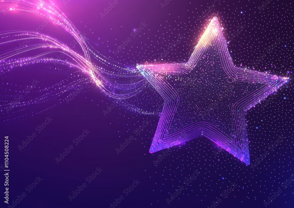 Abstract glowing star with dots and lines on a purple background Generative AI Abstract glowing star with dots and lines on a purple background Generative AI