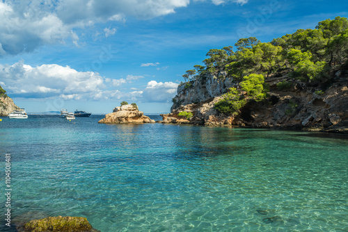 The Plageta de Portals Vells bay, view from the beach, Mallorca, Spain.  photo