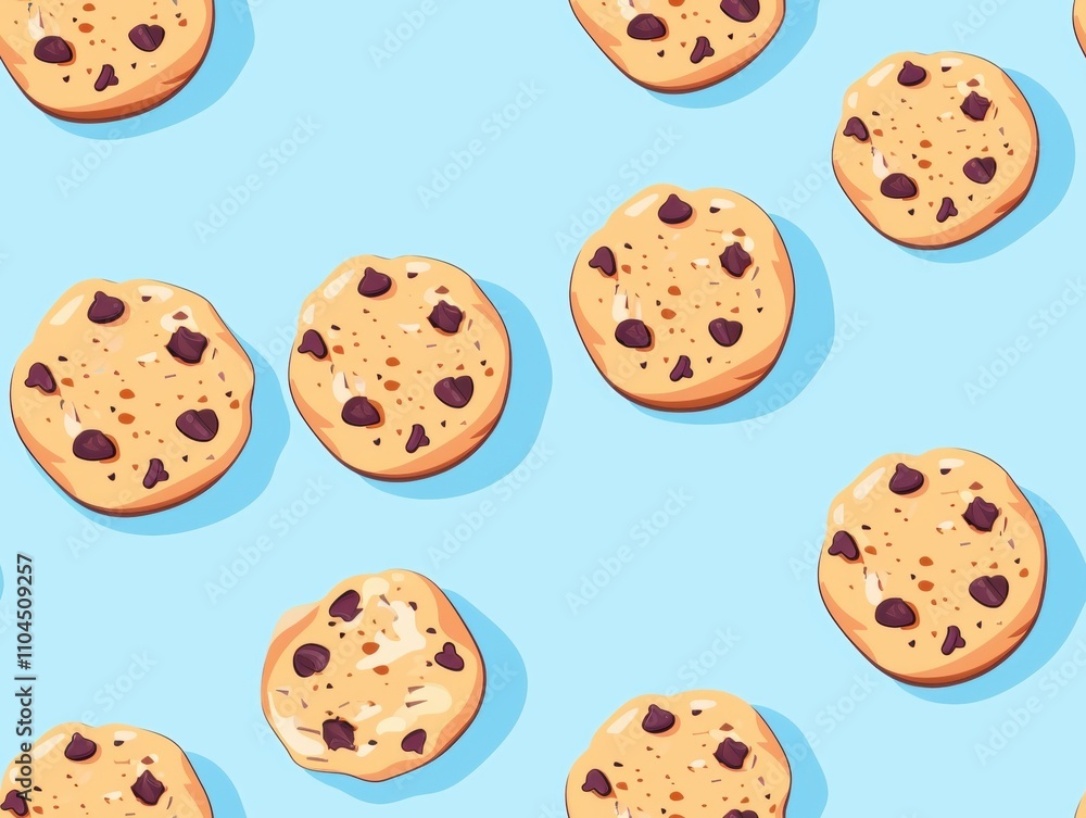 Chocolate chip cookies and oatmeal cookies arranged in a beautiful pattern, showcasing their texture, color, and detail. A delightful combination of sweet treats perfect for food photography. Chocolate chip cookies and oatmeal cookies arranged in a beautiful pattern, showcasing their texture, color, and detail. A delightful combination of sweet treats perfect for food photography.