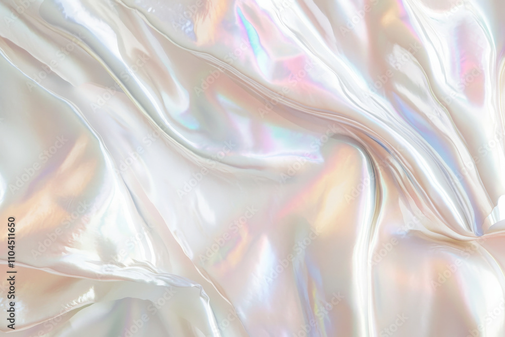 Obraz premium Shimmering pearl texture, delicate white with soft pastel iridescence under a gentle light source