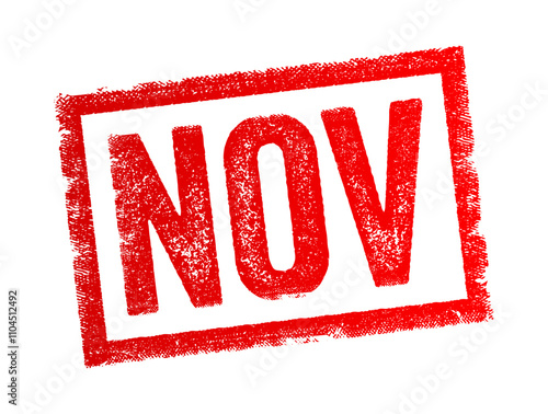 NOV abbreviation stands for November, Notice of Violation, Nuclear Overhauser Effect, text concept stamp