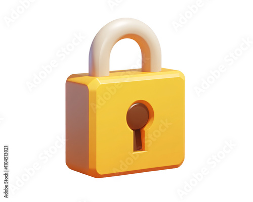 a yellow lock with a white handle