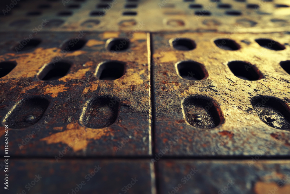 A textured iron surface with visible wear, scratches, and rugged imperfections, adding an industrial edge to the scene. A textured iron surface with visible wear, scratches, and rugged imperfections, adding an industrial edge to the scene.
