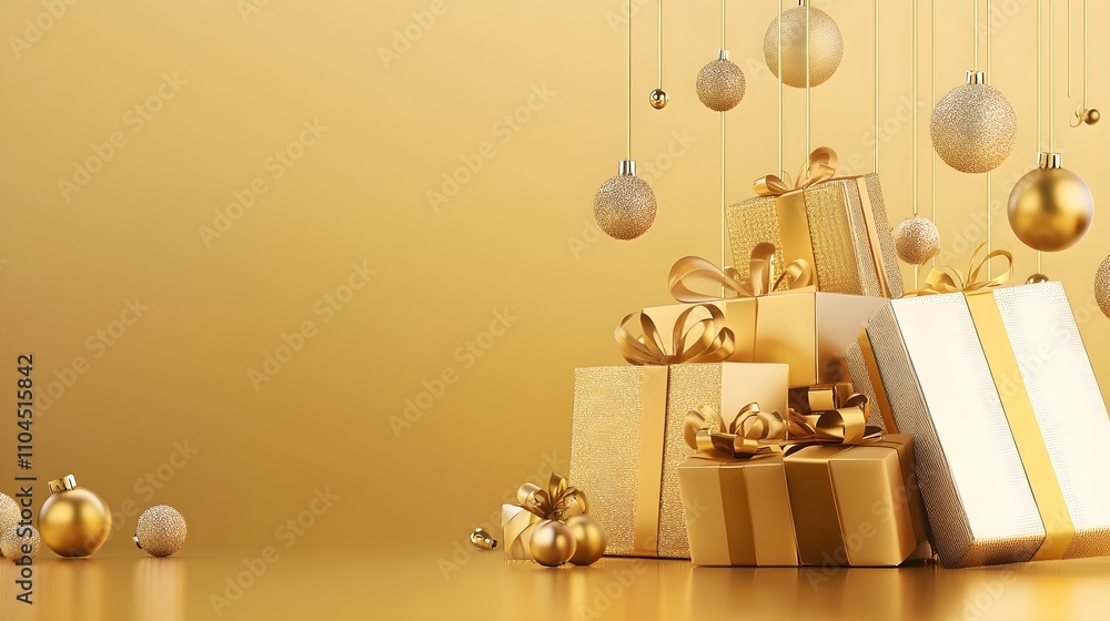 E-commerce poster, golden background, display stand, festive atmosphere, gradient, advanced, texture, simplicity E-commerce poster, golden background, display stand, festive atmosphere, gradient, advanced, texture, simplicity