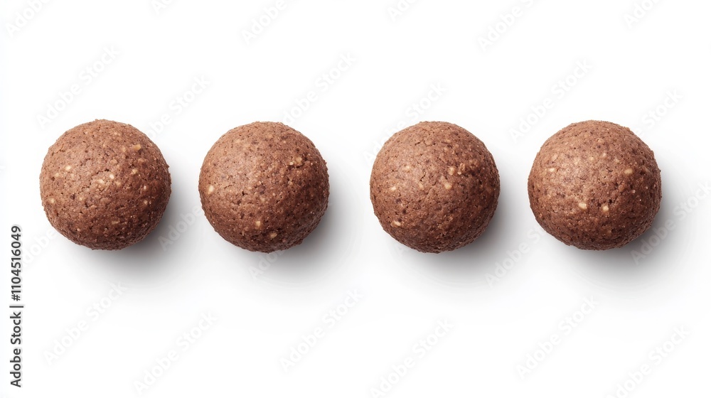 4 brown coconut cocoa biscuits on white 4 brown coconut cocoa biscuits on white