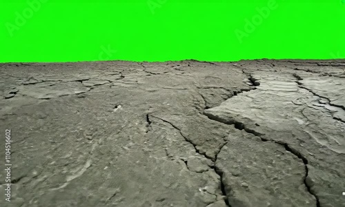 Ground Cracked slowly in green screen