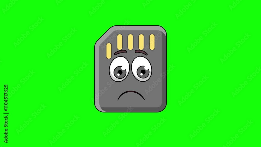 Frowning face animation of memory card emoticon emoji Frowning face animation of memory card emoticon emoji