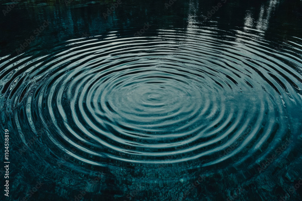 Water ripple texture in a calm lake, detailed concentric waves with subtle reflections of sky and trees Water ripple texture in a calm lake, detailed concentric waves with subtle reflections of sky and trees